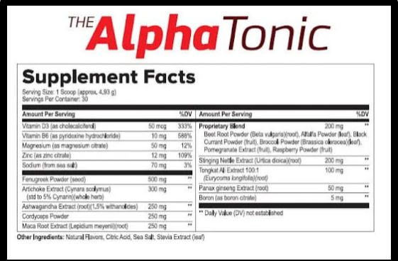 Alpha-Tonic Supplement Facts