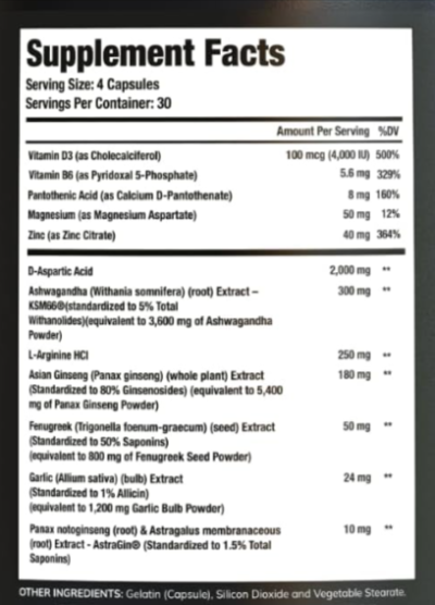 Testosil Supplement Facts